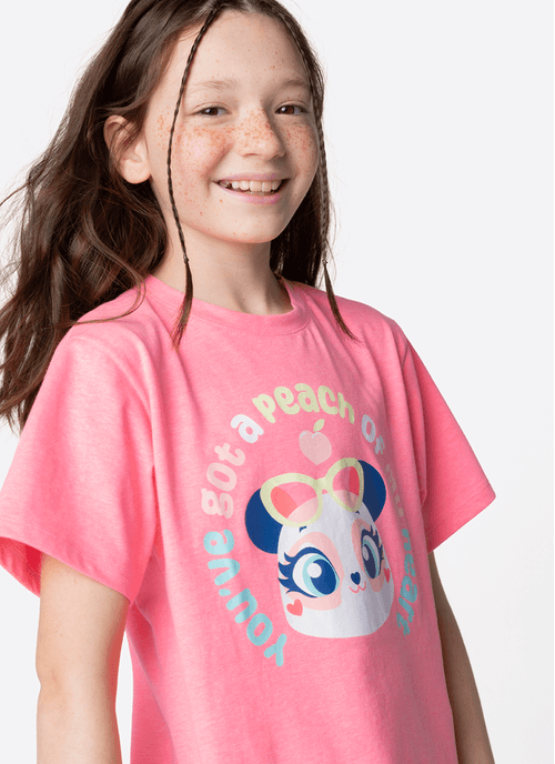 Pijama Manga Curta Menina Teen Panda Romântico