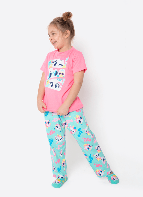 Pijama Manga Curta Menina Unicórnio Aloha