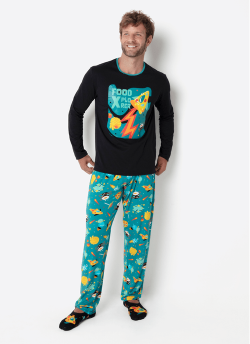 Pijama Manga Longa Masculino Space Food