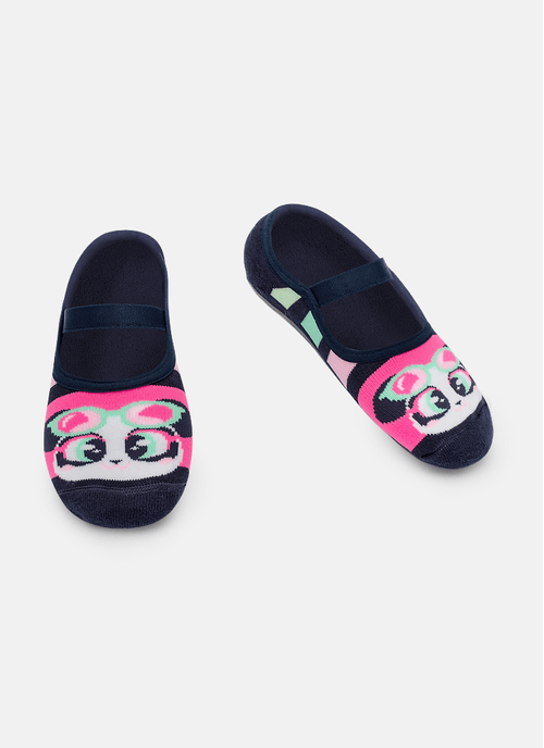 Meia Sapatilha Com Sola Emborrachada Menina Panda Miami
