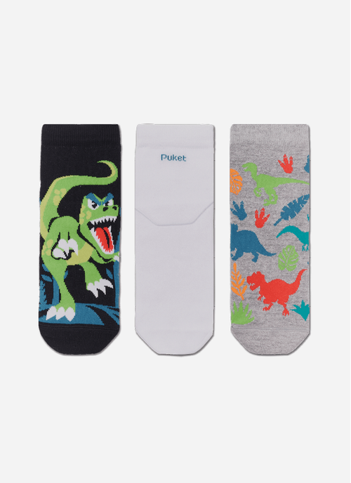 Kit com 3 Meias Menino Teen Dinossauro