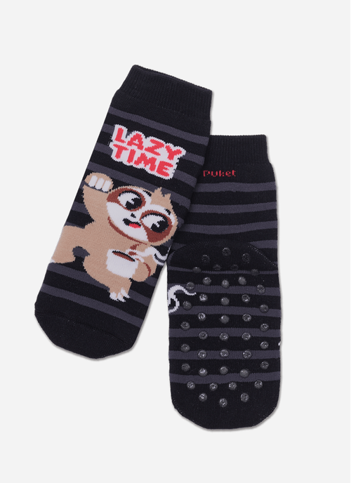 Meia Cano Curto Antiderrapante Menino Preguiça