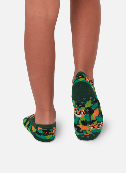 Meia Sapatilha Antiderrapante Menino Tigre Floresta