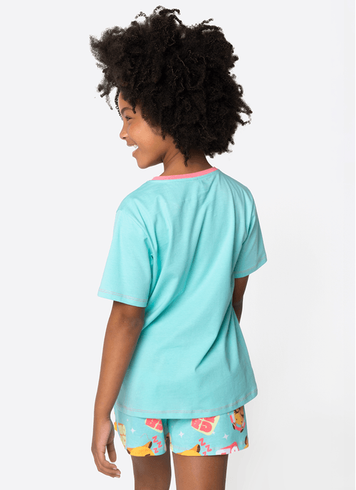 Pijama Manga Curta Algodão Menina Teen Capy Bora