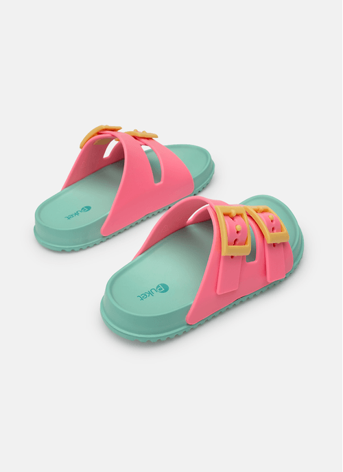 Chinelo Slide Menina Color Block Rosa