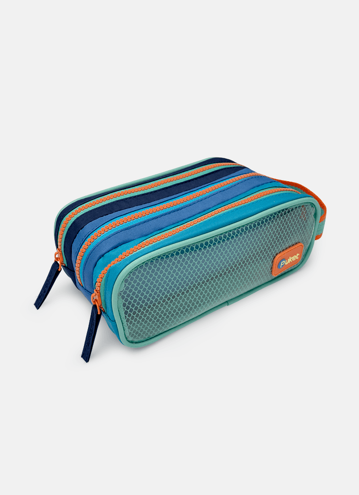 Estojo Triplo Color Block Azul - Puket