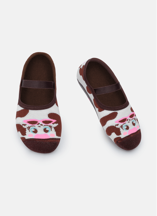 Meia Sapatilha com Sola Emborrachada Bebê Menina Vaca Summer