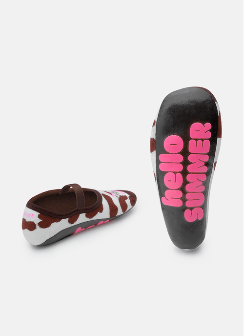 Meia Sapatilha com Sola Emborrachada Bebê Menina Vaca Summer