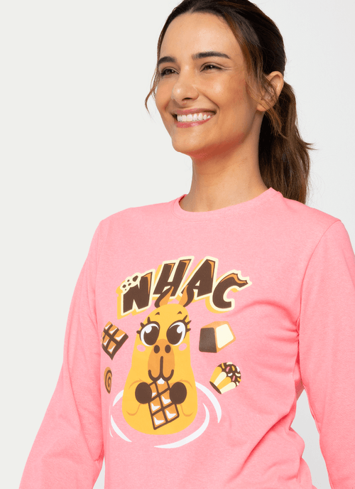 Pijama Manga Longa Feminino Capivara Chocolate
