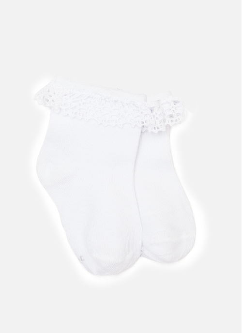 Meia Soquete com Aplique Renda Bebê Menina Lisa