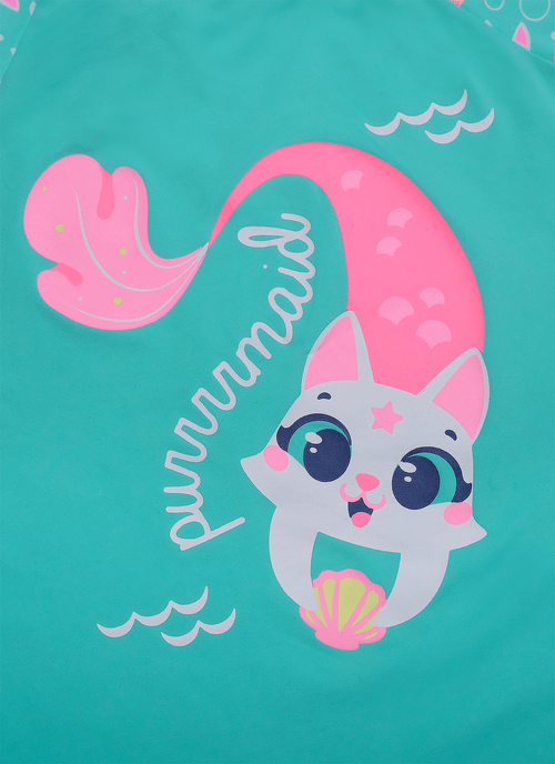 Camiseta Manga Longa Menina Gata Sereia