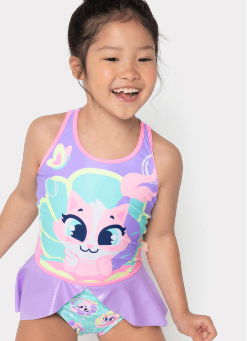 Maiô com Proteção Solar Menina Gata Sereia