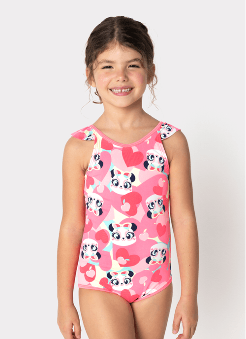 Maiô com Proteção Solar Menina Panda Romântico