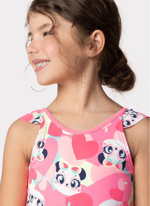 Maiô com Proteção Solar Menina Panda Romântico