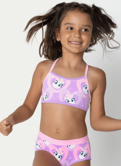 Biquíni com Proteção Solar Menina Unicórnio Diamante