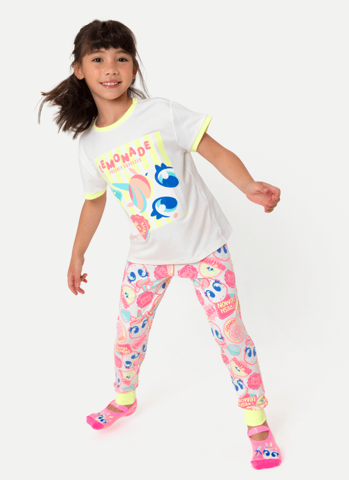 Pijama Manga Curta Viscolycra Menina Unicórnio Frutas