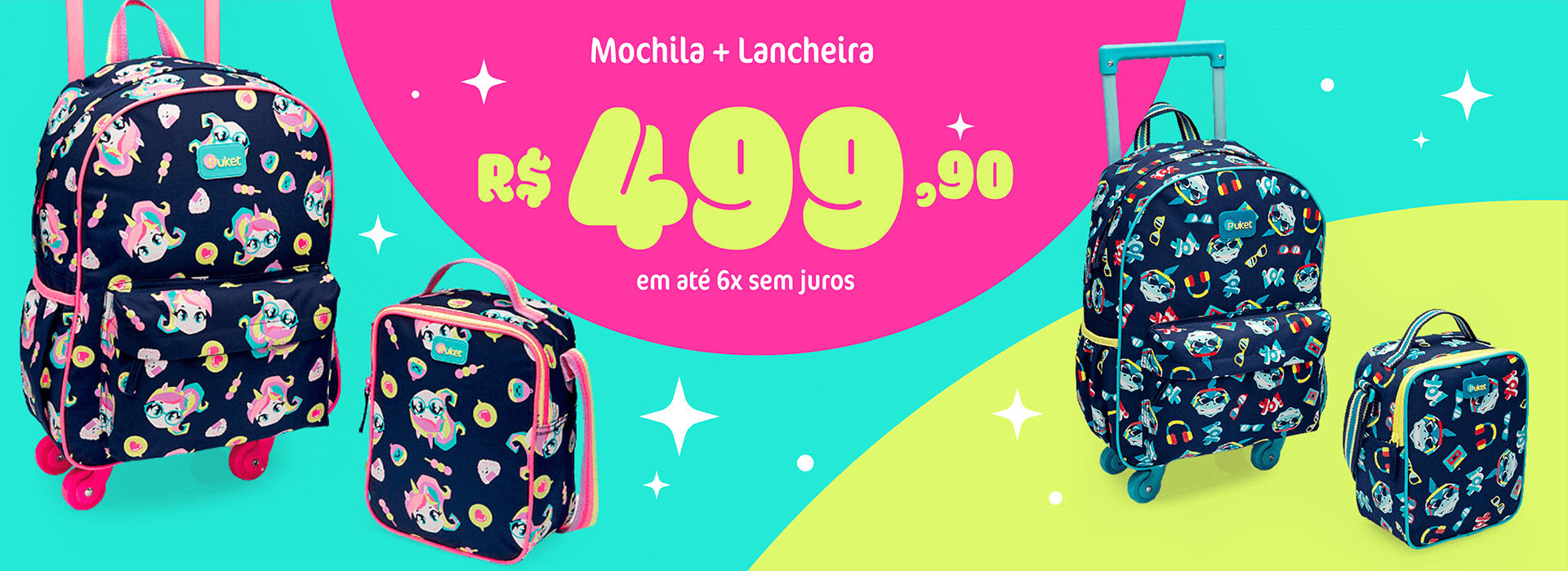 Kit Mochila com Lancheira por apenas R$ 499,90
